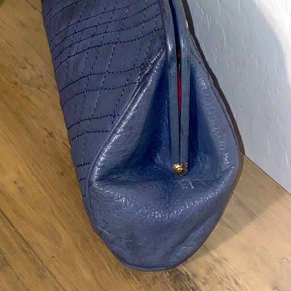 Elliott Lucca Blue Studded Leather Long Clutch EUC - Picture 11 of 13